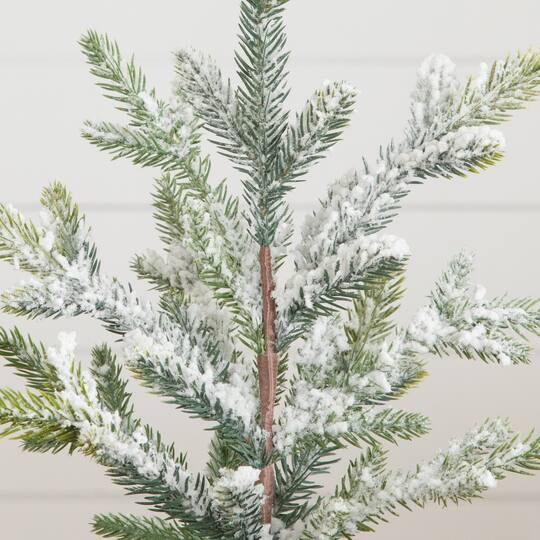 Nearly Natural 14" Unlit Artificial Flocked & Frosted Fir Christmas Tree in Woven Basket